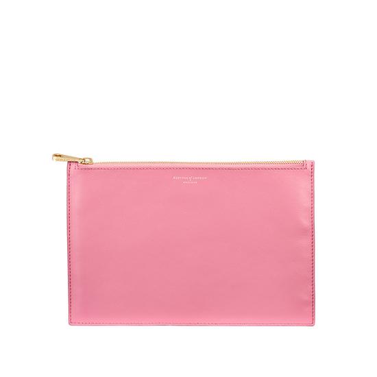 Large Essential Flat Pouch in Smooth Blossom & Pink Metallic from Aspinal of London
