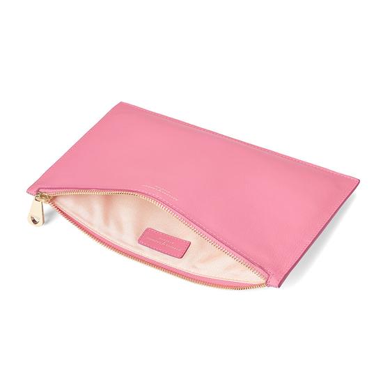 Large Essential Flat Pouch in Smooth Blossom & Pink Metallic from Aspinal of London