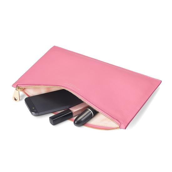 Large Essential Flat Pouch in Smooth Blossom & Pink Metallic from Aspinal of London