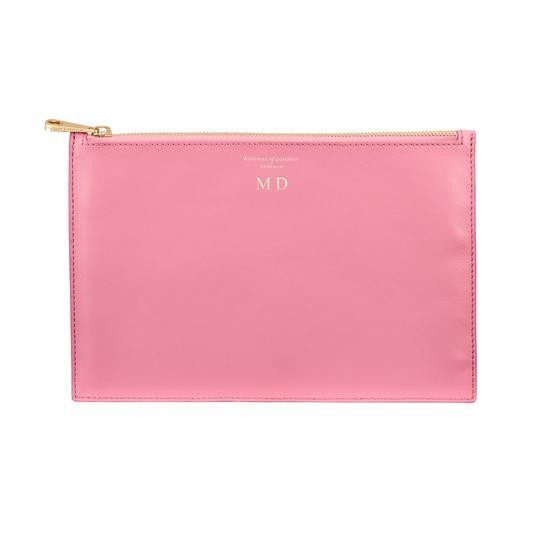 Large Essential Flat Pouch in Smooth Blossom & Pink Metallic from Aspinal of London