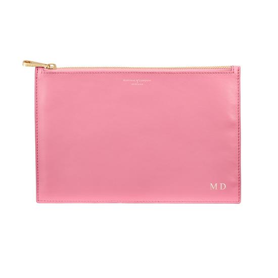 Large Essential Flat Pouch in Smooth Blossom & Pink Metallic from Aspinal of London