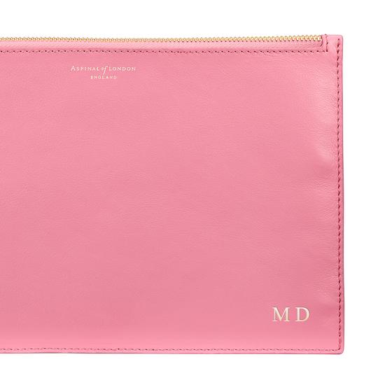 Large Essential Flat Pouch in Smooth Blossom & Pink Metallic from Aspinal of London