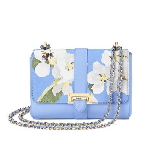 Beautiful Soul Lottie Bag in Smooth Misty Blue & Blossom Print from Aspinal of London