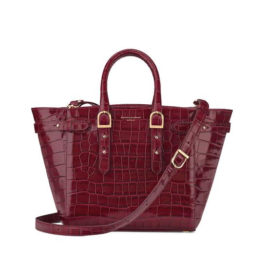Midi Marylebone Tech Tote in Deep Shine Bordeaux Croc from Aspinal of London