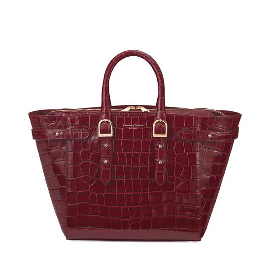 Midi Marylebone Tech Tote in Deep Shine Bordeaux Croc from Aspinal of London