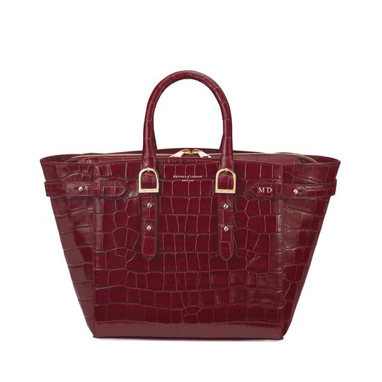 Midi Marylebone Tech Tote in Deep Shine Bordeaux Croc from Aspinal of London