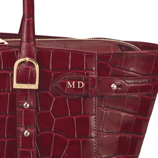 Midi Marylebone Tech Tote in Deep Shine Bordeaux Croc from Aspinal of London