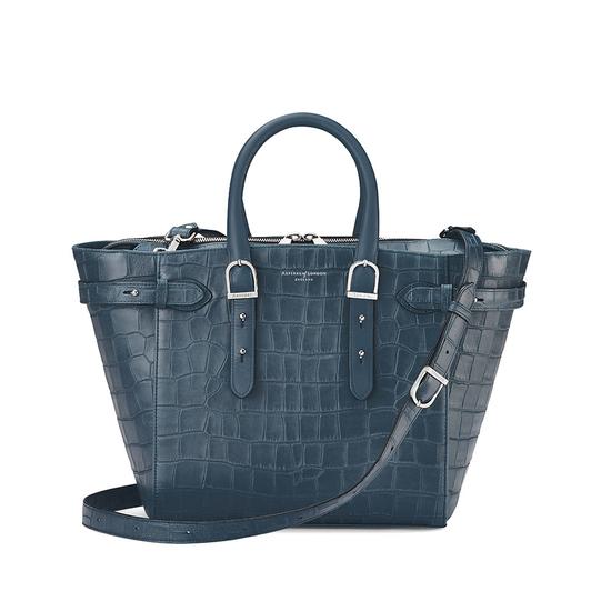 Midi Marylebone Tech Tote in Teal Nubuck Croc from Aspinal of London