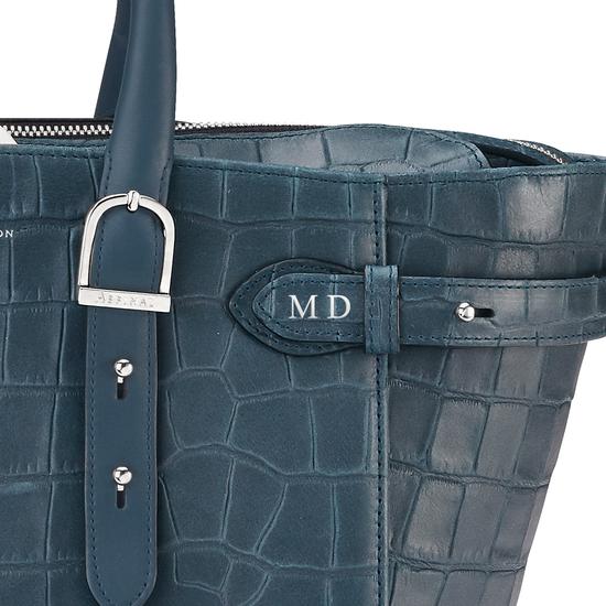 Midi Marylebone Tech Tote in Teal Nubuck Croc from Aspinal of London