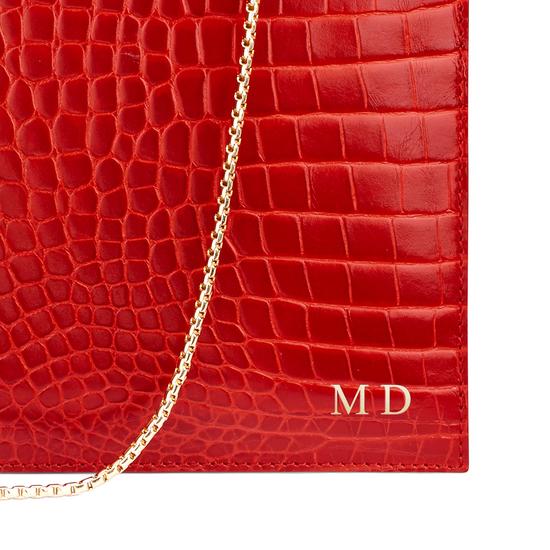 Soho Double Sided Clutch in Deep Shine Red Croc from Aspinal of London