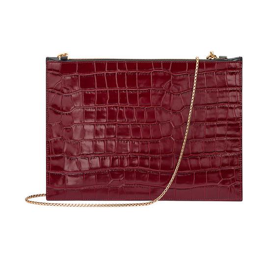 Soho Clutch in Deep Shine Bordeaux & Black Croc from Aspinal of London