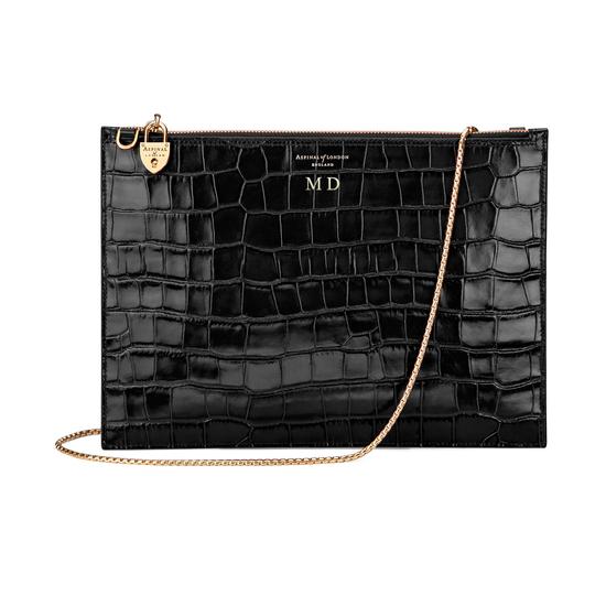 Soho Clutch in Deep Shine Bordeaux & Black Croc from Aspinal of London