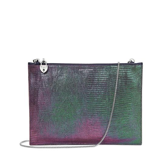 Soho Clutch in Iridescent Dragonfly & Smooth Navy from Aspinal of London