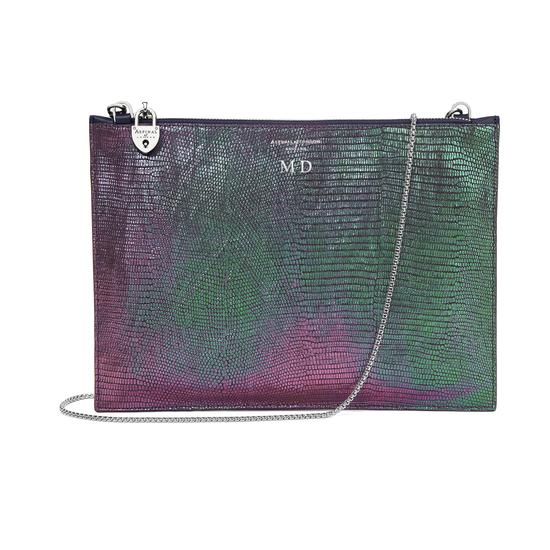 Soho Clutch in Iridescent Dragonfly & Smooth Navy from Aspinal of London