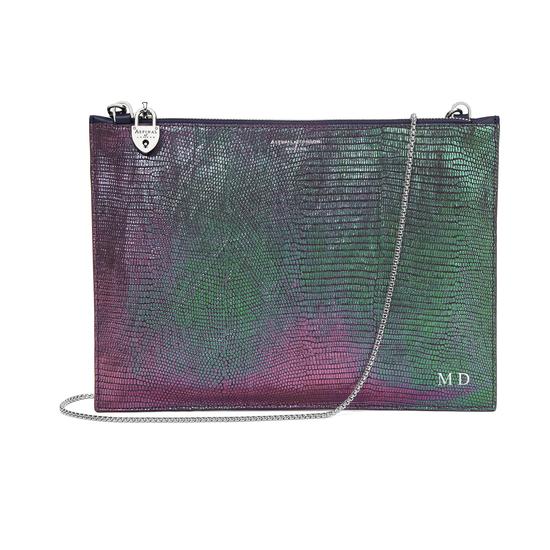 Soho Clutch in Iridescent Dragonfly & Smooth Navy from Aspinal of London