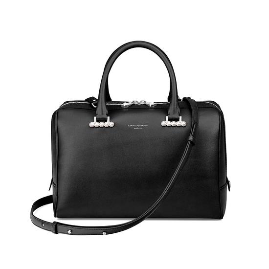 Large Pearl Bowling Bag in Smooth Black from Aspinal of London