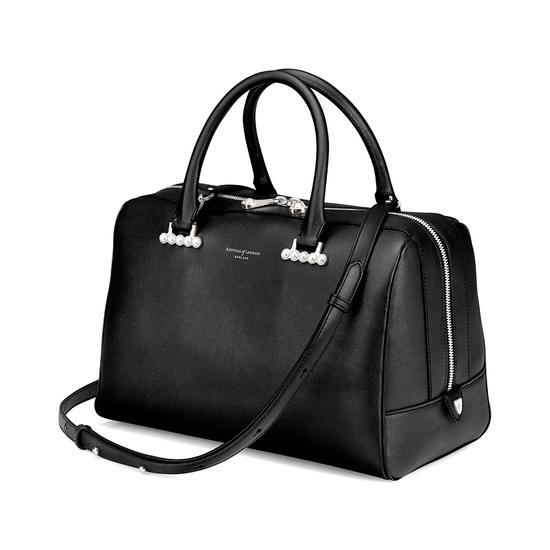 Large Pearl Bowling Bag in Smooth Black from Aspinal of London