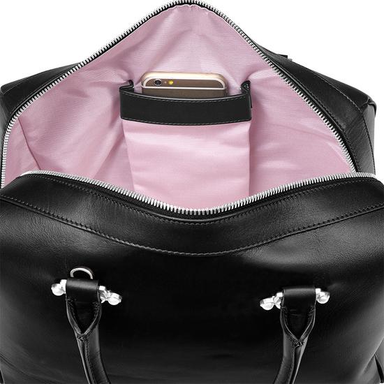 Large Pearl Bowling Bag in Smooth Black from Aspinal of London