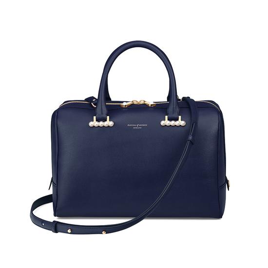 Large Pearl Bowling Bag in Smooth Blue Moon from Aspinal of London
