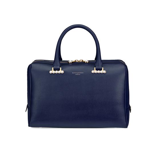 Large Pearl Bowling Bag in Smooth Blue Moon from Aspinal of London
