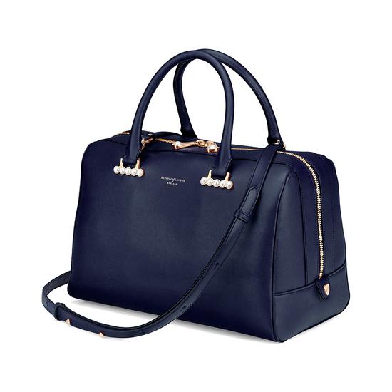 Large Pearl Bowling Bag in Smooth Blue Moon from Aspinal of London