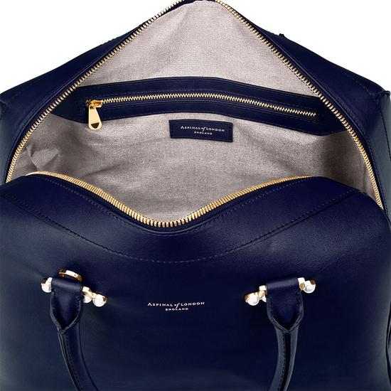 Large Pearl Bowling Bag in Smooth Blue Moon from Aspinal of London
