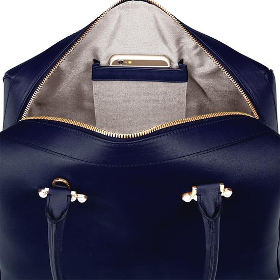 Large Pearl Bowling Bag in Smooth Blue Moon from Aspinal of London