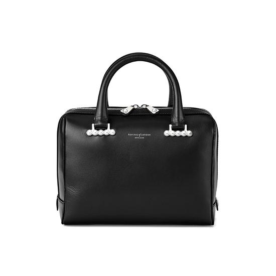 Mini Pearl Bowling Bag in Smooth Black from Aspinal of London