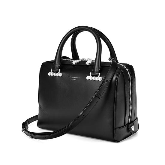 Mini Pearl Bowling Bag in Smooth Black from Aspinal of London