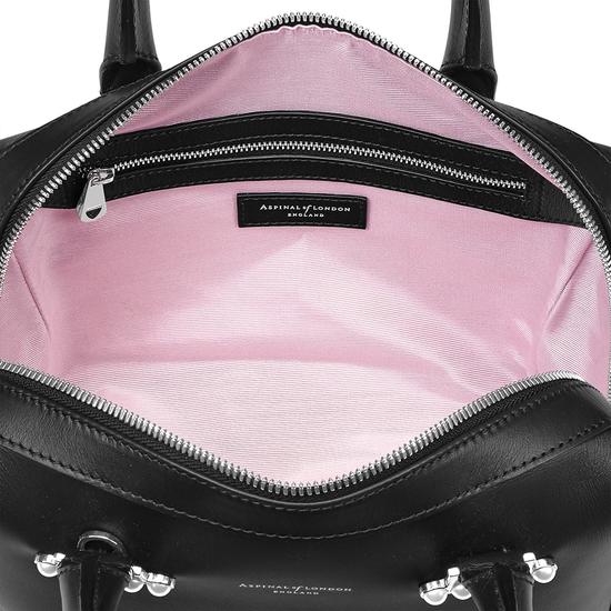 Mini Pearl Bowling Bag in Smooth Black from Aspinal of London