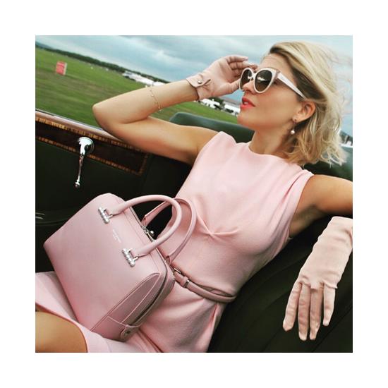 Mini Pearl Bowling Bag in Smooth Black from Aspinal of London