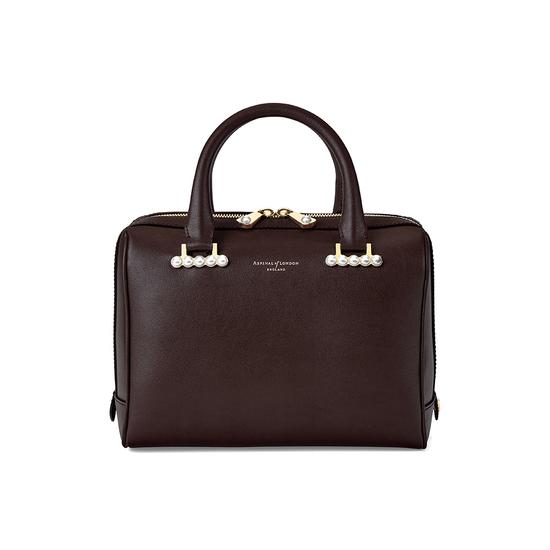 Mini Pearl Bowling Bag in Smooth Chocolate Brown from Aspinal of London