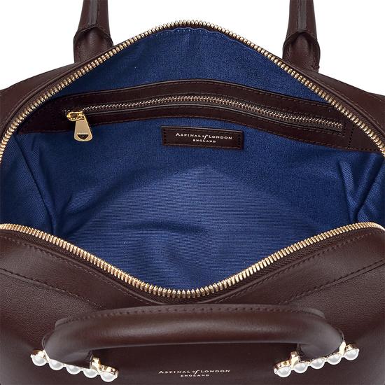 Mini Pearl Bowling Bag in Smooth Chocolate Brown from Aspinal of London