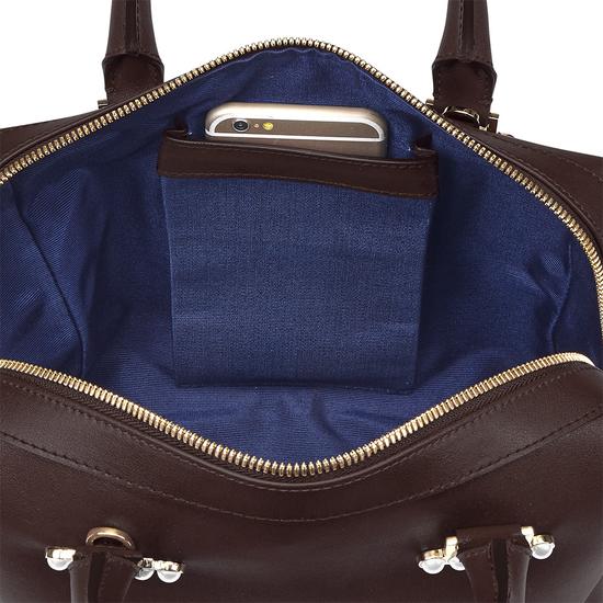 Mini Pearl Bowling Bag in Smooth Chocolate Brown from Aspinal of London