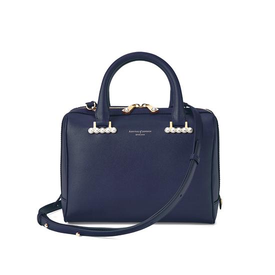 Mini Pearl Bowling Bag in Smooth Blue Moon from Aspinal of London