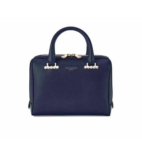 Mini Pearl Bowling Bag in Smooth Blue Moon from Aspinal of London