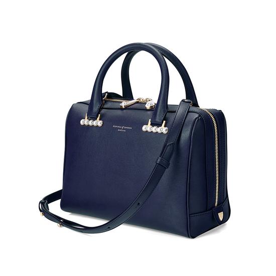 Mini Pearl Bowling Bag in Smooth Blue Moon from Aspinal of London