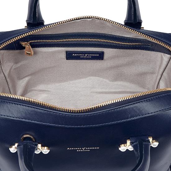 Mini Pearl Bowling Bag in Smooth Blue Moon from Aspinal of London