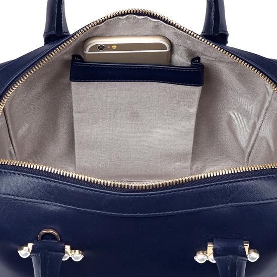 Mini Pearl Bowling Bag in Smooth Blue Moon from Aspinal of London