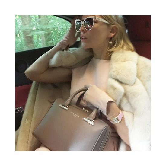 Mini Pearl Bowling Bag in Smooth Chanterelle from Aspinal of London
