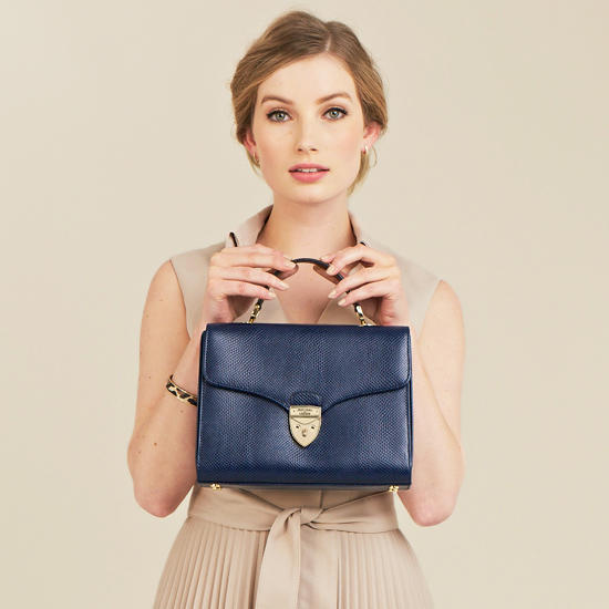 Mayfair Bag in Midnight Blue Lizard from Aspinal of London