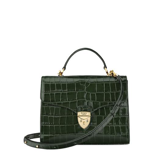 Mayfair Bag in Deep Shine Forest Green Croc from Aspinal of London