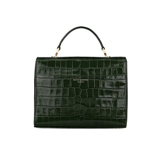 Mayfair Bag in Deep Shine Forest Green Croc from Aspinal of London