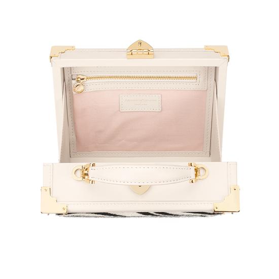 Mini Trunk Clutch in Smooth Ivory & Zebra Haircalf from Aspinal of London