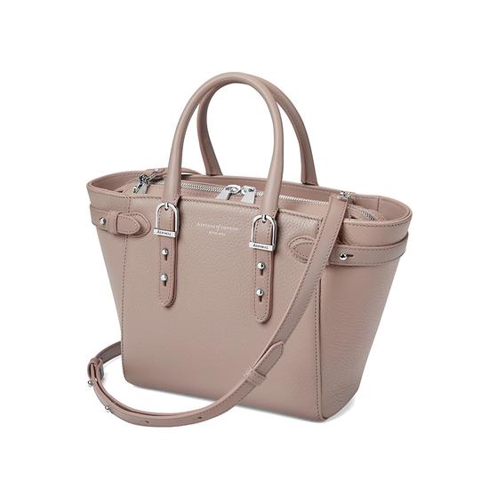 Mini Marylebone Tote in Soft Taupe Pebble from Aspinal of London