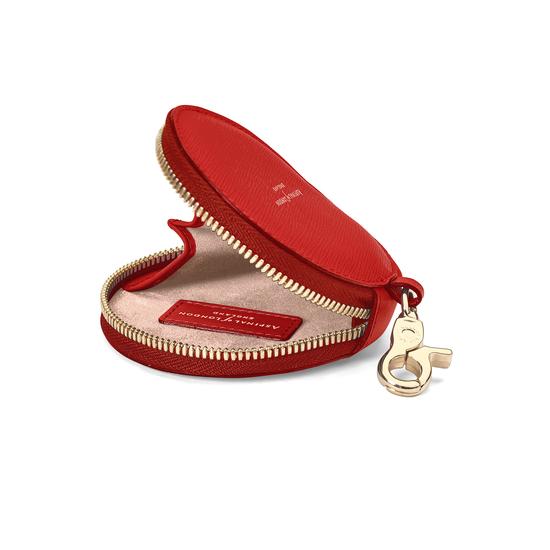 Round Coin Purse with Keyring in Scarlet Saffiano from Aspinal of London