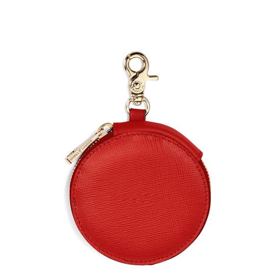 Round Coin Purse with Keyring in Scarlet Saffiano from Aspinal of London