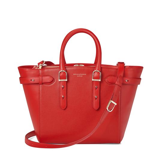 Midi Marylebone Tech Tote in Scarlet Saffiano from Aspinal of London
