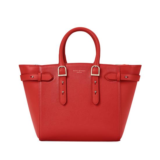 Midi Marylebone Tech Tote in Scarlet Saffiano from Aspinal of London