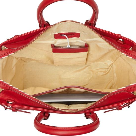 Midi Marylebone Tech Tote in Scarlet Saffiano from Aspinal of London